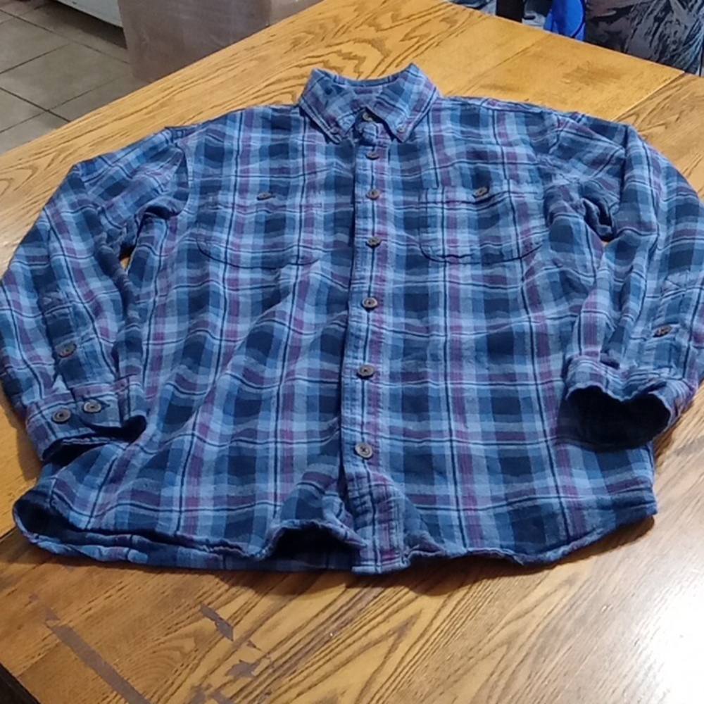 DULUTH MENS SMALL Shirt Plaid Casual Work Blue Red Multicolor Preowned Used